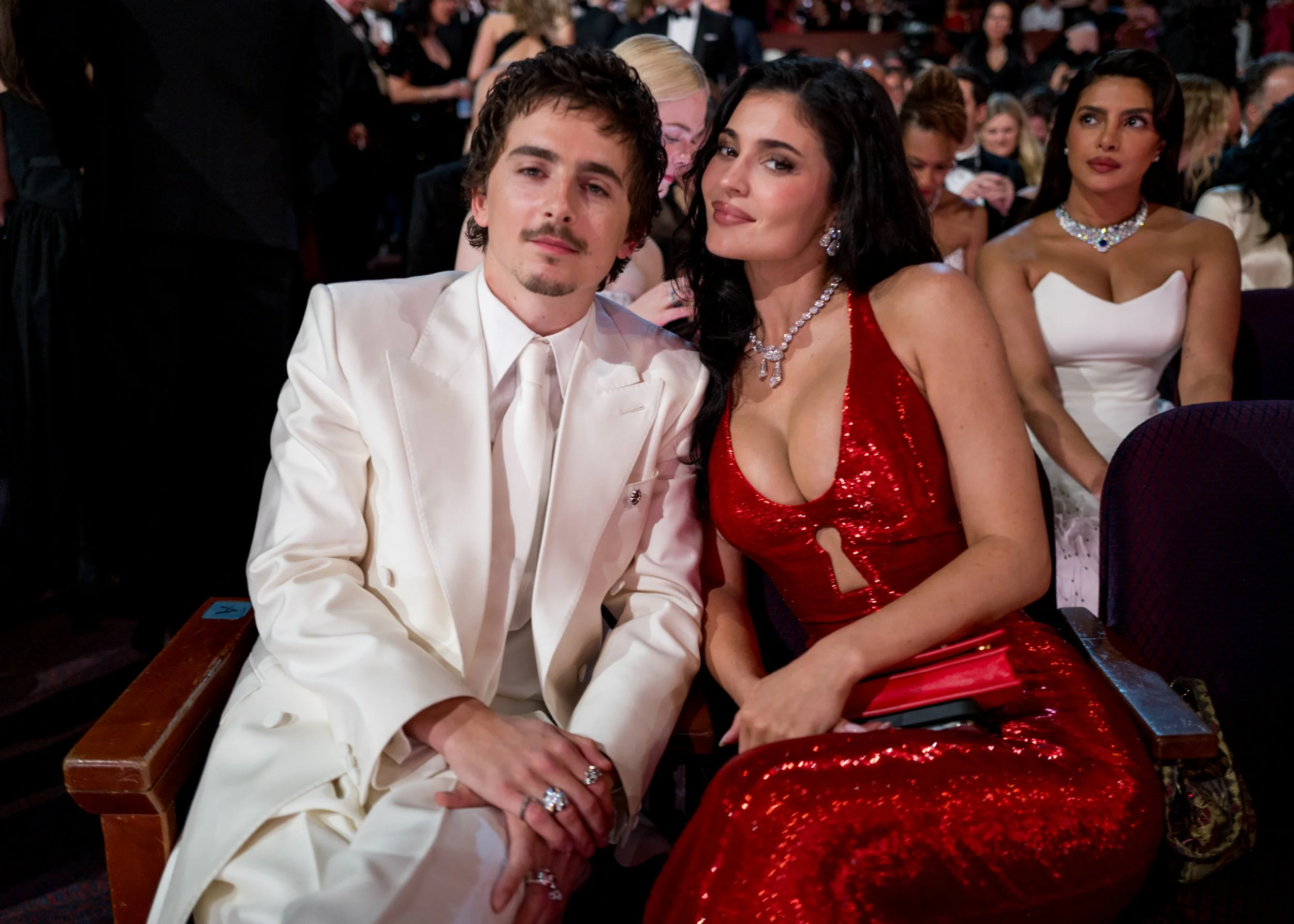 HOLLYWOOD, CALIFORNIA - MARCH 15: <> (L-R) Timoth??e Chalamet and Kylie Jenner attend the 98th Annual Oscars at Dolby Theatre on March 15, 2026 in Hollywood, California. (Photo by John Shearer/98th Oscars/Getty Images The Academy via Getty Images)