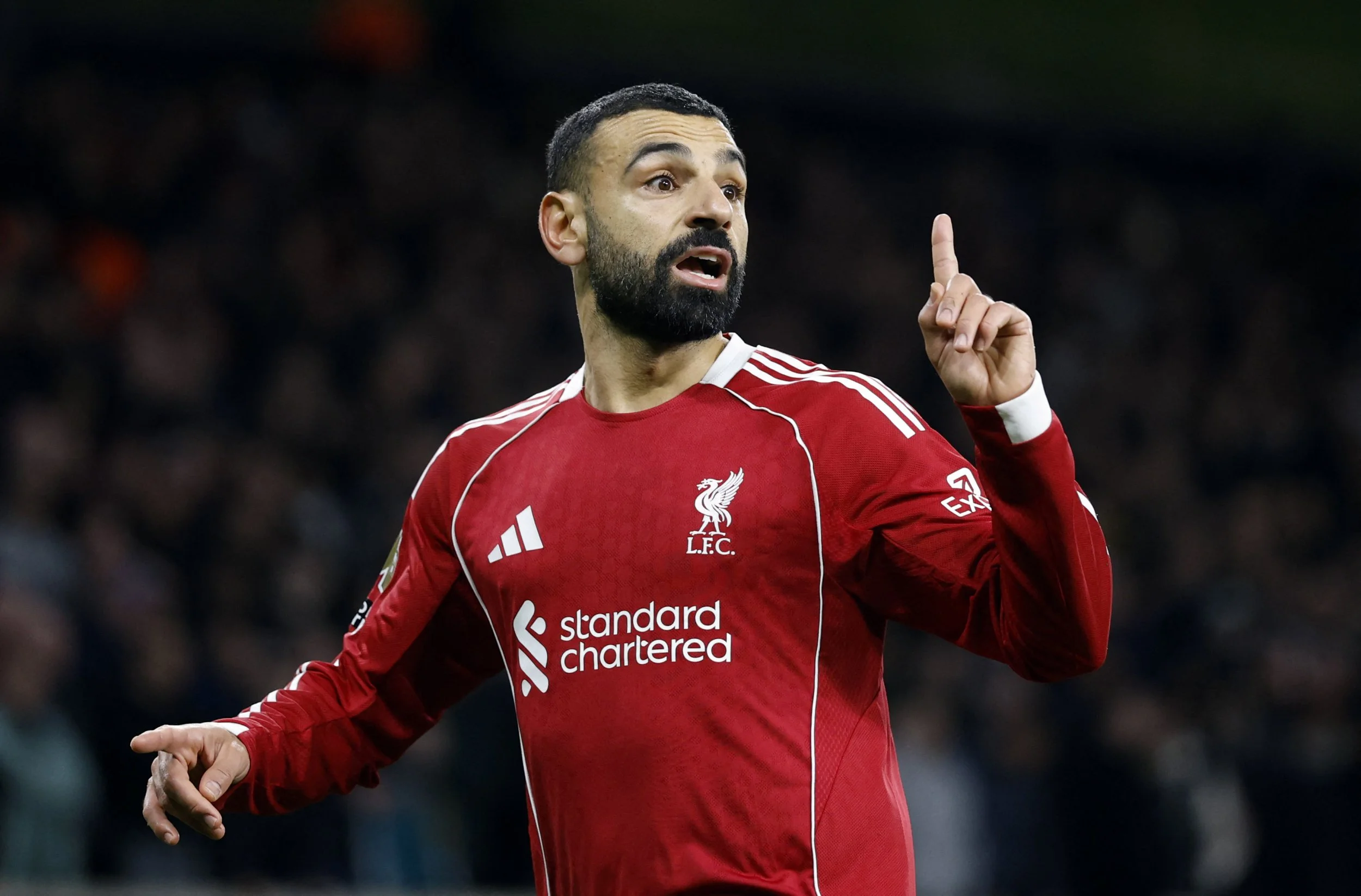 Soccer Football - Premier League - Wolverhampton Wanderers v Liverpool - Molineux Stadium, Wolverhampton, Britain - March 3, 2026 Liverpool's Mohamed Salah reacts Action Images via Reuters/Peter Cziborra EDITORIAL USE ONLY. NO USE WITH UNAUTHORIZED AUDIO, VIDEO, DATA, FIXTURE LISTS, CLUB/LEAGUE LOGOS OR 'LIVE' SERVICES. ONLINE IN-MATCH USE LIMITED TO 120 IMAGES, NO VIDEO EMULATION. NO USE IN BETTING, GAMES OR SINGLE CLUB/LEAGUE/PLAYER PUBLICATIONS. PLEASE CONTACT YOUR ACCOUNT REPRESENTATIVE FOR FURTHER DETAILS..